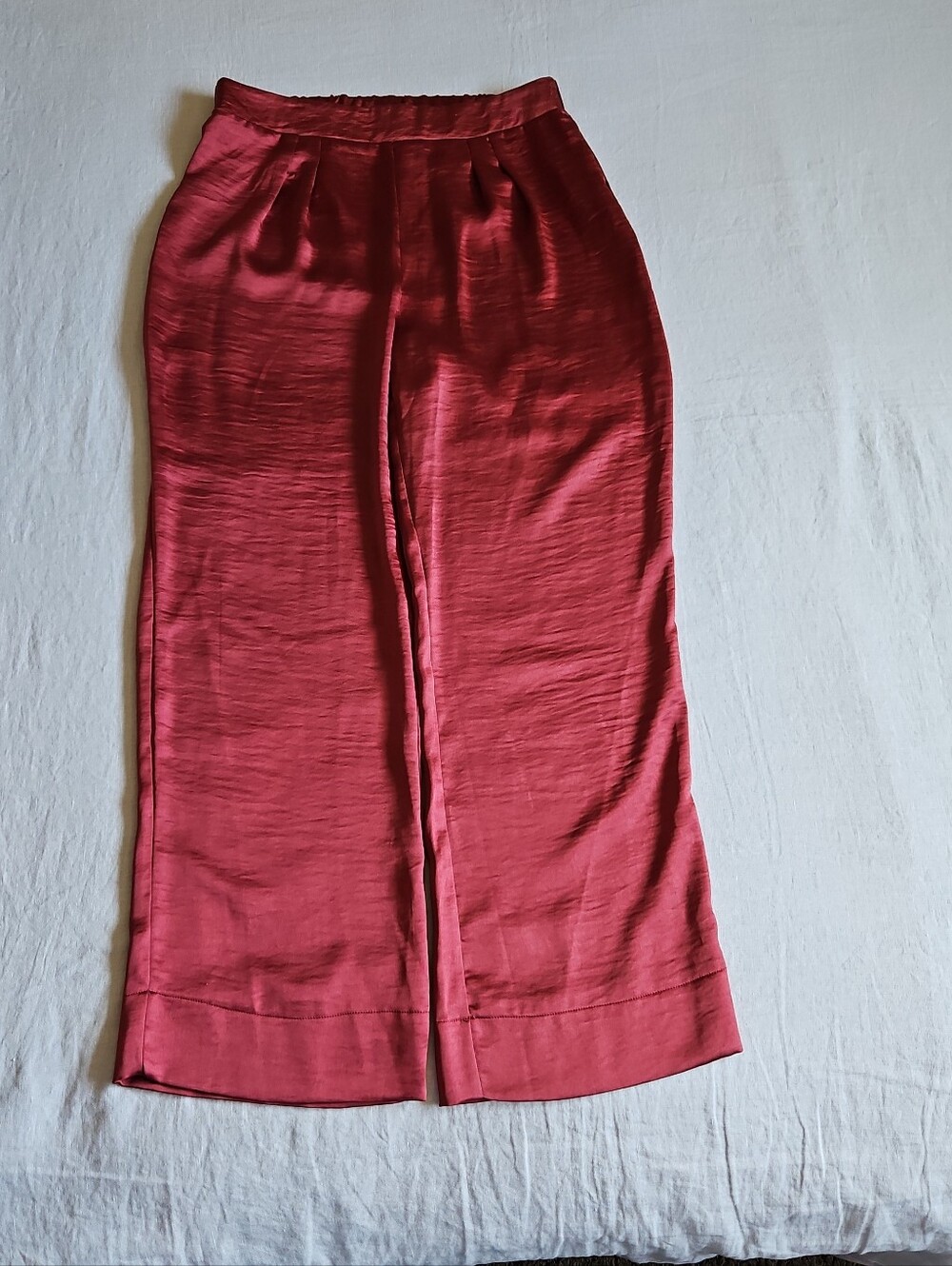 Edyson Parker Satin Wide Leg Pullover Trousers Pants In Cranberry Size Medium